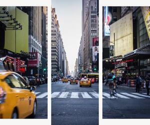 Newyorská ulice se žlutými taxíky – Třídílný obraz B, 120 × 100 cm
