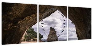 Obraz z jeskyně, Nový Zéland (s hodinami) (90x30 cm)