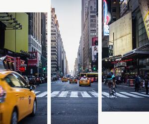 Newyorská ulice se žlutými taxíky – Třídílný obraz C, 120 × 100 cm