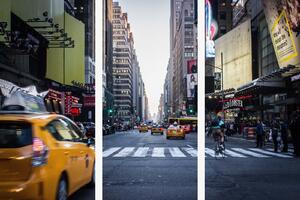 Newyorská ulice se žlutými taxíky – Třídílný obraz A, 120 × 80 cm