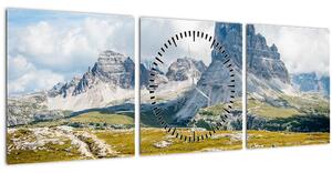 Obraz - Italské Dolomity (s hodinami) (90x30 cm)