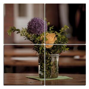 Obraz na plátně - Letní květiny na stole - čtverec 372E (60x60 cm)