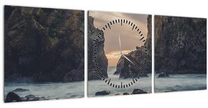 Obraz - Za soumraku (s hodinami) (90x30 cm)