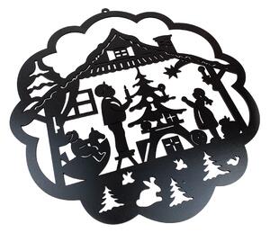 Živá Zeď Dřevěná nástěnná černá dekorace Vánoční atmosféra