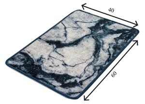 Modro-bílá koupelnová předložka s motivem mramoru Foutastic Marble, 60 x 40 cm