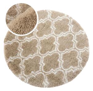 TZ Béžový kulatý vzorovaný koberec typu shaggy Decor Latern Rozměr: 120 cm