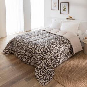 Oboustranná přikrývka z mikrovlákna s potiskem Leopard 400g/m2 béžová/černá 220x240 cm