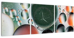 Obraz abstrakce - bubliny (s hodinami) (90x30 cm)