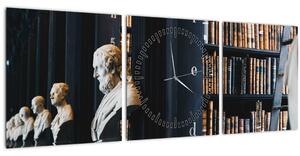 Obraz - V knihovně (s hodinami) (90x30 cm)