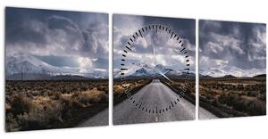Obraz cesty v poušti (s hodinami) (90x30 cm)