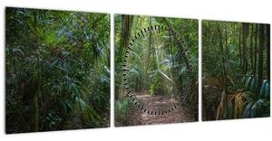 Obraz - Sluneční paprsky v džungli (s hodinami) (90x30 cm)