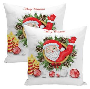 XPOSE® Bavlněný povlak na polštář SANTA VÁNOCE 40x40 cm 2ks