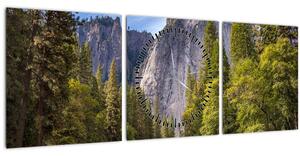Obraz - Pod Yosemite skálou (s hodinami) (90x30 cm)