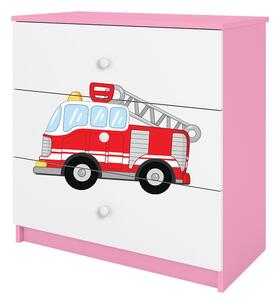Babydreams | komoda | růžová/bílá | hasičské auto
