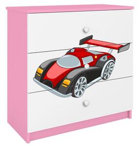 Babydreams | komoda | růžová/bílá | auto