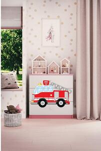 Babydreams | komoda | růžová/bílá | hasičské auto