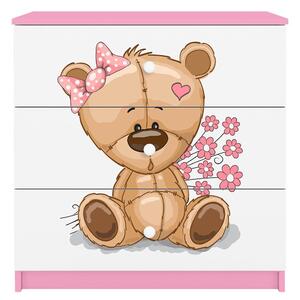 Babydreams | komoda | růžová/bílá | medvídek s kytičkami