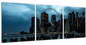 Obraz - Pohled na mrakodrapy New Yorku (s hodinami) (90x30 cm)