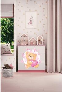Babydreams | komoda | růžová/bílá | medvídek s motýlky