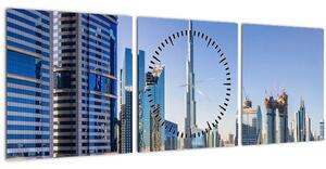 Obraz - Dubajské ráno (s hodinami) (90x30 cm)