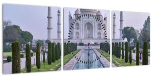 Obraz - Taj Mahal za východu slunce (s hodinami) (90x30 cm)