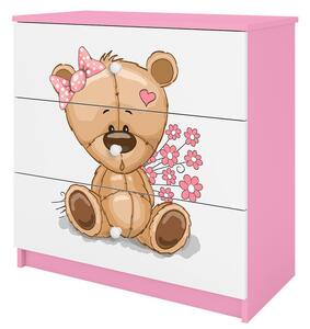 Babydreams | komoda | růžová/bílá | medvídek s kytičkami