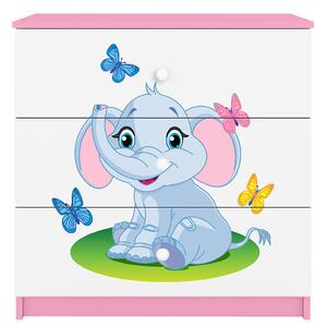 Babydreams | komoda | růžová/bílá | slon