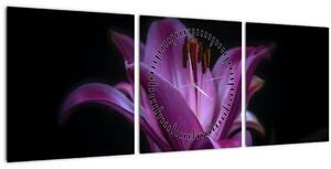 Obraz lilie (s hodinami) (90x30 cm)