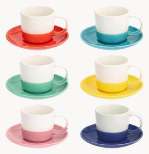 Sada šálků na kávu's podšálky z kostního porcelánu Rainbow, 12 dílů