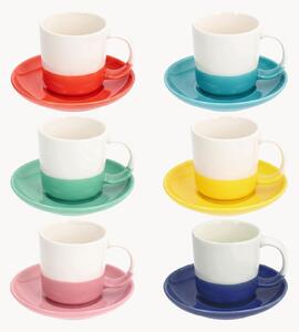 Sada šálků na kávu's podšálky z kostního porcelánu Rainbow, 12 dílů