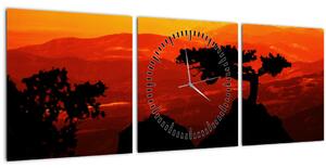 Obraz - Západ slunce (s hodinami) (90x30 cm)