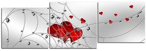 Obraz na plátně - Srdce v stříbrné pavučině - panoráma 578D (150x50 cm)