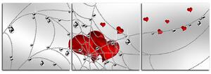 Obraz na plátně - Srdce v stříbrné pavučině - panoráma 578B (90x30 cm)