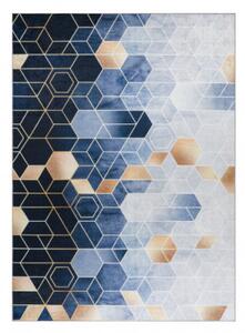 Koberec protiskluzový ANDRE 1216 Kostka, geometrický - modrý