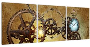 Obraz strojků historických hodin (s hodinami) (90x30 cm)