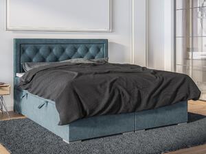Kontinentální postel 180 cm Maximilian (džínová modrá) (s matrací a úl. prostorem). 1043416
