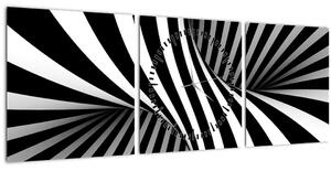 Abstraktní obraz se zebrovými pruhy (s hodinami) (90x30 cm)