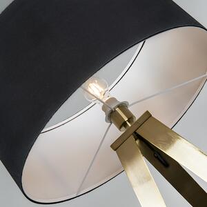 Moderní mosazná stojací lampa s černým stínidlem - Ilse