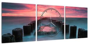 Obraz - Skály v moři (s hodinami) (90x30 cm)