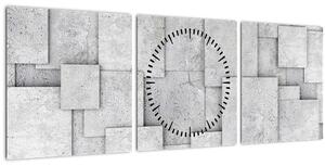 Obraz - Abstrakce betonových kachliček (s hodinami) (90x30 cm)