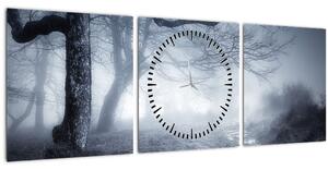 Obraz - Cesta v mlze (s hodinami) (90x30 cm)