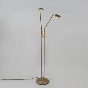 Moderní stojací lampa bronzová s lampičkou na čtení včetně LED - Eva