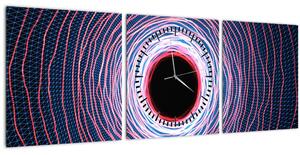 Obraz abstrakce kruhu (s hodinami) (90x30 cm)
