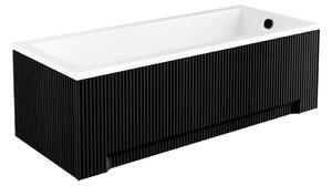 Besco Univerzální krycí panel UNI RYFLE BLACK k obdélníkové vaně Besco, černá mat Rozměry (cm): 150x70