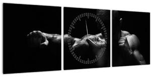 Obraz - Úder pěstí (s hodinami) (90x30 cm)