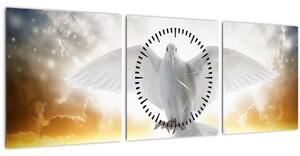 Obraz holubice (s hodinami) (90x30 cm)
