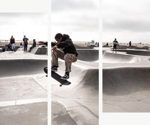 Skateboardista ve skateparku – Třídílný obraz C, 120 × 100 cm