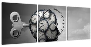 Umělecký obraz hlavy s hodinami (s hodinami) (90x30 cm)