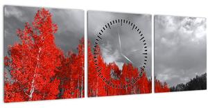 Obraz - Stromy v barvě podzimu (s hodinami) (90x30 cm)