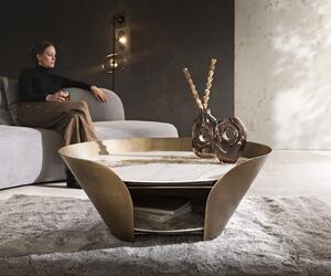 DELIFE Konferenční stolek Skafi 100x40 cm keramika Minas Melange metalická zlatá
